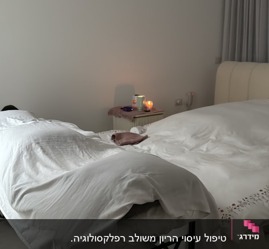 חדר עיסוי עם מיטות ומגבות